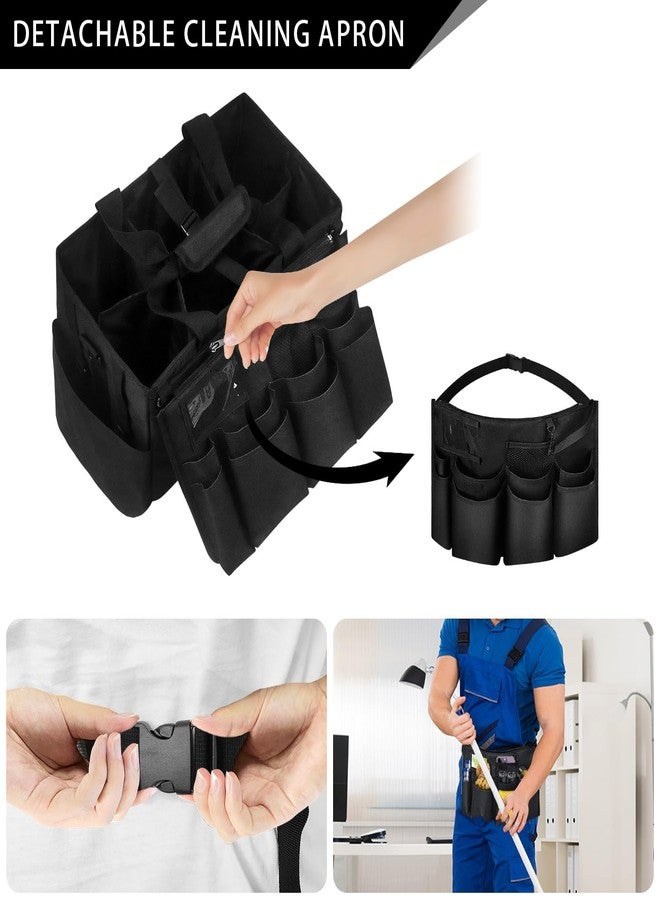 BOHEMIABY Large Cleaning Caddy Tote with Removable Divider, Heavy-Duty Wearable Apron Organizer with Pockets for Housekeeping, Cleaning Supplies, Tools (Black) - Image 4